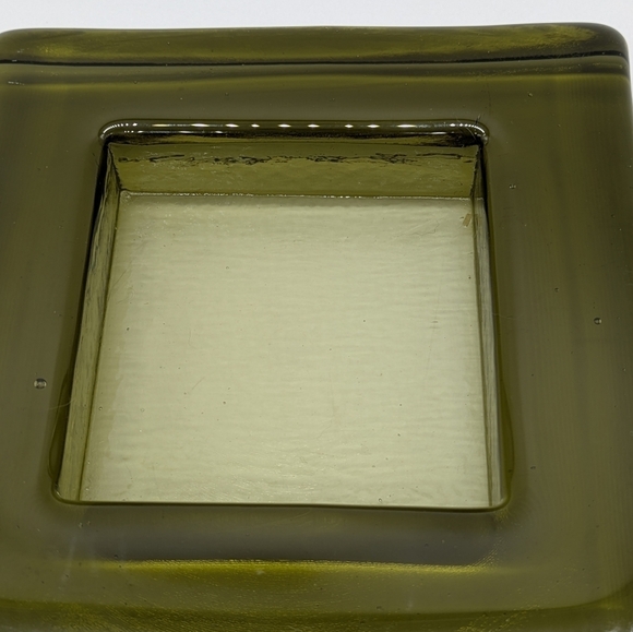 Vintage Blenko green square minimalist glass ashtray - Picture 5 of 8